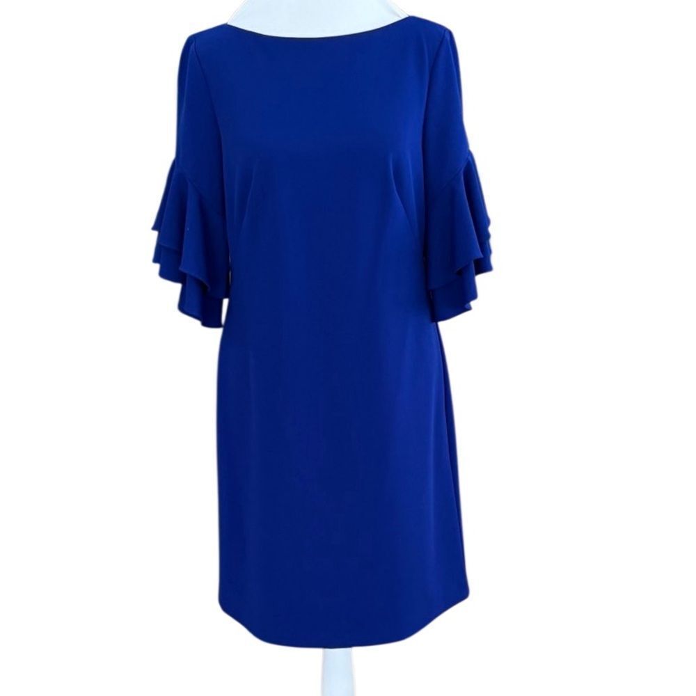 New with tag Ralph Lauren Royal Blue Ruffle Sleeve Mini Dress size 4. - Picture 5 of 11